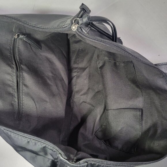 Botkier Black Nylon Large Tote Bag With Leather Trim & Zippered Top Closure - Picture 5 of 6